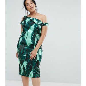 Asos Palm Leaf Hitchcock Midi Pencil Dress